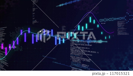 Financial data and stock market analysis image with graphs and charts 117015321