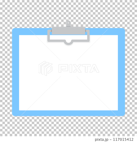 白紙を留めているクリップボードのイラスト 線なし フラット 横 117015412