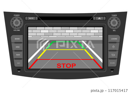 car multimedia with touchscreen vector illustration flat style 117015417