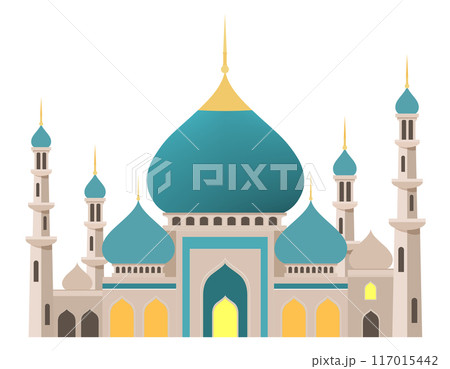 islamic mosque muslims for prayers vector illustration flat style 117015442