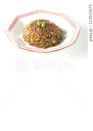 焦がし醤油炒飯を白背景で撮影 117015673