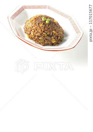 焦がし醤油炒飯を白背景で撮影 117015677