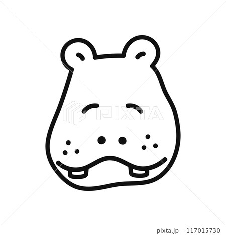 カバの顔アイコン・線画 カバの顔アイコン・線画 117015730