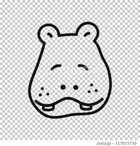 カバの顔アイコン・線画 カバの顔アイコン・線画 117015730