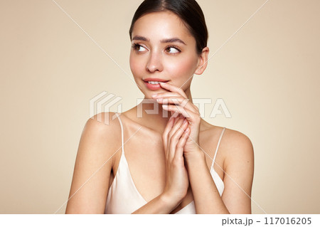 Portrait beautiful young woman with clean fresh skin 117016205