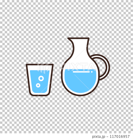 水の入ったコップのシンプルなイラスト 水の入ったコップのシンプルなイラスト 117016957