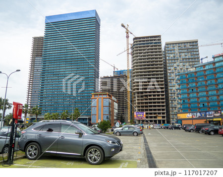 Streets of a modern resort town on the Black Sea. Streets of Batumi. Hotels on the sea. resort in winter. Not the holiday season. Cloudy weather in Georgia. Streets of a modern resort town on the Black Sea. Streets of Batumi. Hotels on the sea. resort in winter. Not the holiday season. Cloudy weather in Georgia. 117017207