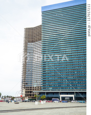 Streets of a modern resort town on the Black Sea. Streets of Batumi. Hotels on the sea. resort in winter. Not the holiday season 117017211