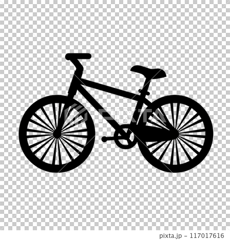 Black silhouette of a bicycle on white background. Black silhouette of a bicycle on white background. 117017616