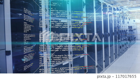 Data processing image over server racks in data center 117017655