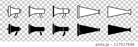 Megaphone silhouette icon black and white set vector 117017696