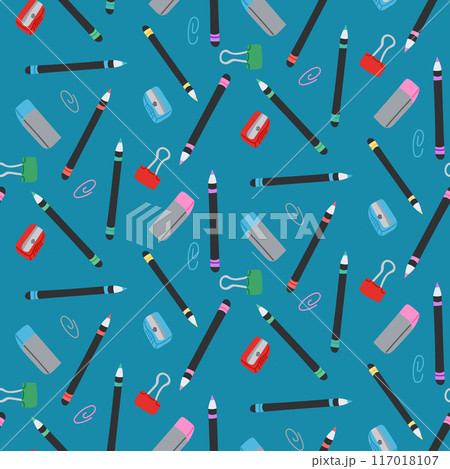 Seamless pattern with flat color pencils Seamless pattern with flat color pencils 117018107