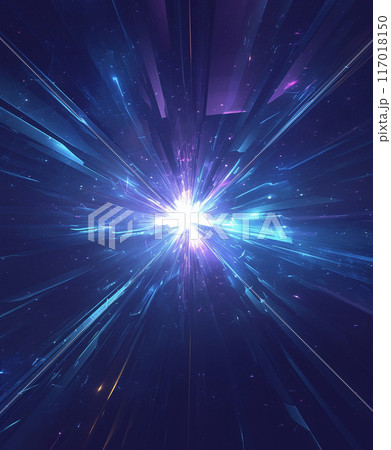 青い光線の背景　AI画像 117018150