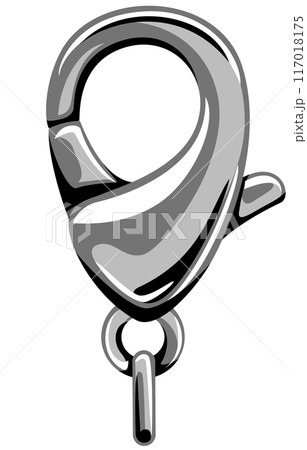 キラッと光るカニカンのパーツアイコンイラスト／シルバーベタ塗りバージョン 117018175