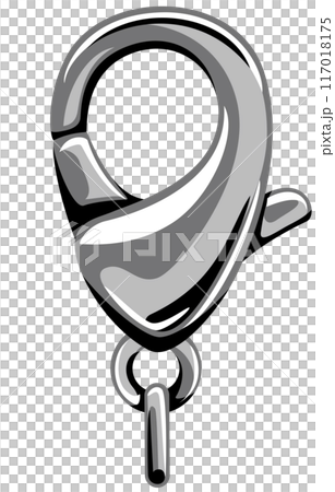 キラッと光るカニカンのパーツアイコンイラスト／シルバーベタ塗りバージョン 117018175