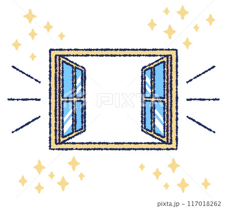 開いているガラス窓のカラーイラスト 117018262