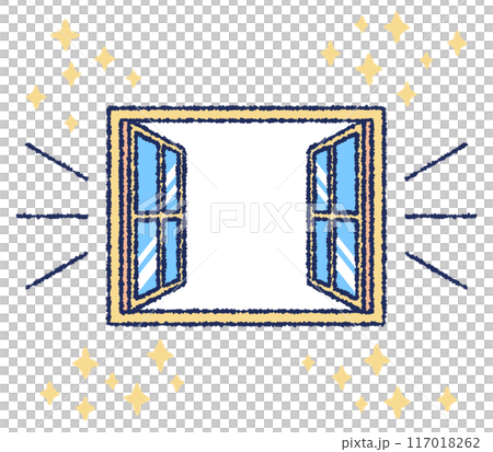 開いているガラス窓のカラーイラスト 117018262