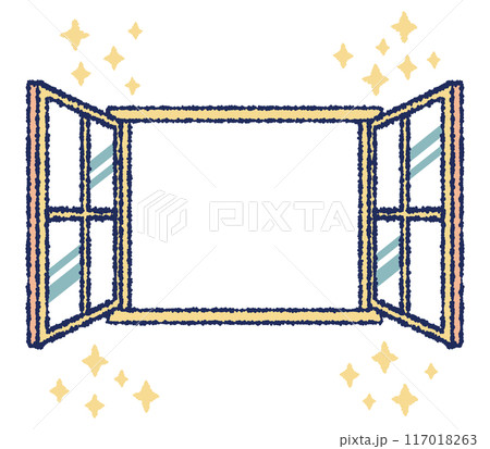 開いているガラス窓のカラーイラスト 開いているガラス窓のカラーイラスト 117018263