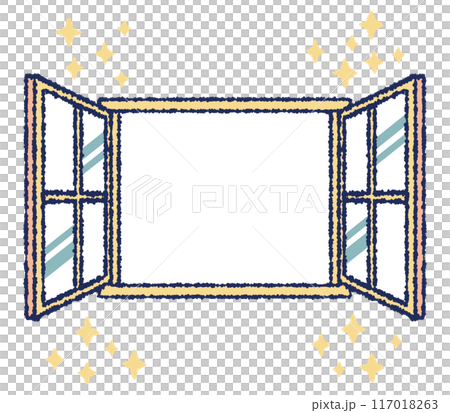 開いているガラス窓のカラーイラスト 開いているガラス窓のカラーイラスト 117018263