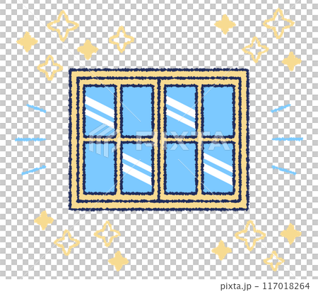 Color illustration of a closed glass window 117018264