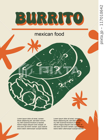 Mexican food set vector illustration. Engraved burrito, bundle of traditional dishes, homemade and restaurant dinner dishes and sauces cooking in cuisine of Mexico Mexican food set vector illustration. Engraved burrito, bundle of traditional dishes, homemade and restaurant dinner dishes and sauces cooking in cuisine of Mexico 117018642