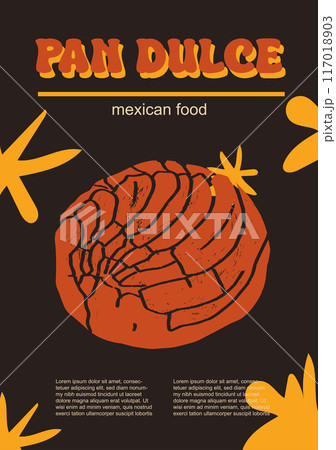 Mexican food set vector illustration. Engraved pan dulce, bundle of traditional dishes, homemade and restaurant dinner dishes and sauces cooking in cuisine of Mexico 117018903