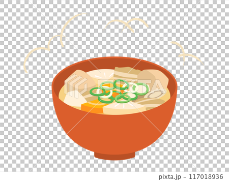 豚汁をイメージしたイラスト　湯気付きバージョン 117018936