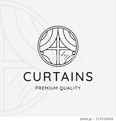 curtains logo line art simple minimalist vector illustration template icon graphic design 117019889