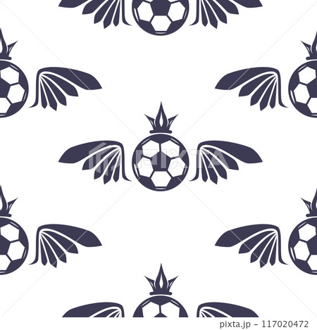 Winged Soccer Ball Seamless Pattern 117020472
