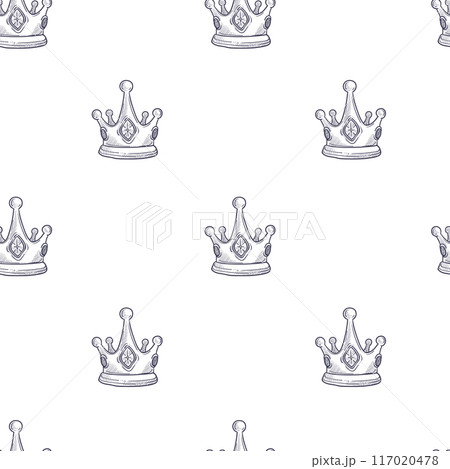 Hand Drawn Crown Seamless Pattern Hand Drawn Crown Seamless Pattern 117020478
