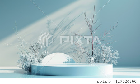Winter Motifs Podium, Modern Web Award Stage, Minimal Abstract, AI Created 117020560