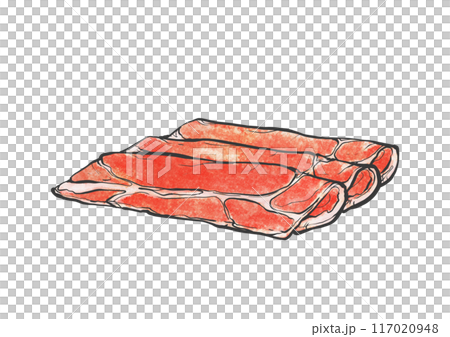 牛リブロースの手書き筆絵風イラスト 牛リブロースの手書き筆絵風イラスト 117020948