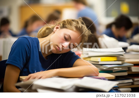 勉強に疲れた学生 117021038