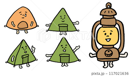 キャンプで活躍するかわいいテントのキャラ素材 117021636