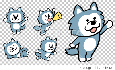 Cute wolf character material with two heads 117021648
