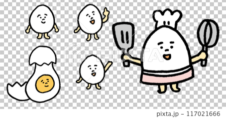 白色、圓圓、搞笑、可愛的蛋人物素材 117021666