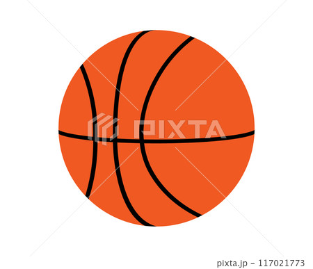 Basketball Ball Flat Design. Isolated sports accessory. Orange colored sphere with black stripes. Professional sports item. Basketball Ball Flat Design. Isolated sports accessory. Orange colored sphere with black stripes. Professional sports item. 117021773