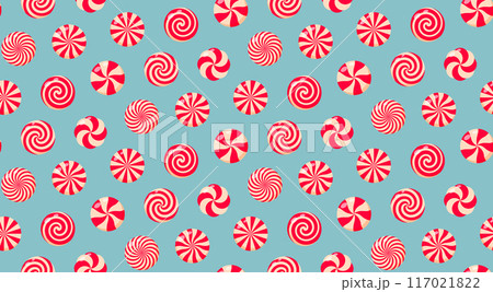 Christmas candy seamless pattern. Peppermint candies background. Christmas candy seamless pattern. Peppermint candies background. 117021822