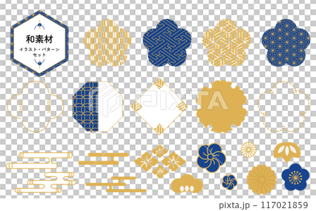 Japanese material illustration and pattern set 117021859