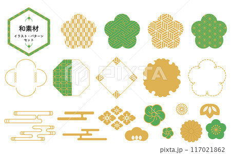 日本の和素材 イラスト・パターンセット 日本の和素材 イラスト・パターンセット 117021862