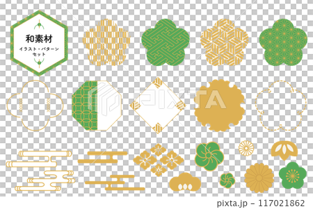 日本の和素材 イラスト・パターンセット 日本の和素材 イラスト・パターンセット 117021862