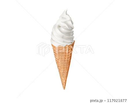 Soft ice cream in a waffle cup Isolated on a white background 117021877