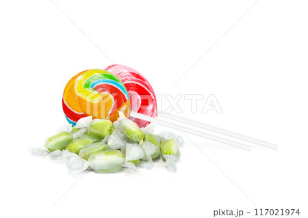 milk candy lollipop candy isolated on white background summer concept milk candy lollipop candy isolated on white background summer concept 117021974