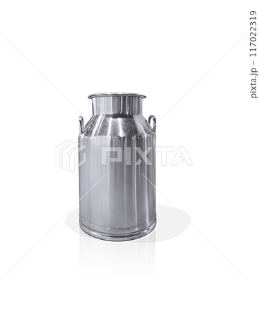 Milk container. Stainless steel bucket. Packaging for design. 117022319