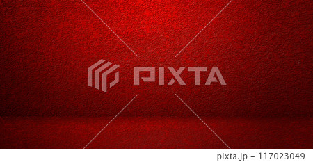 The floor and walls of the room are red as the background. The floor and walls of the room are red as the background. 117023049