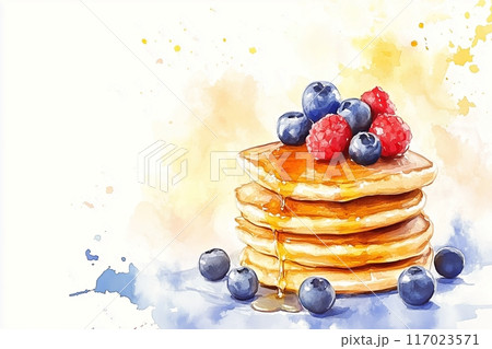 オシャレなパンケーキのイラスト「AI生成画像」 117023571