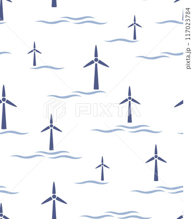Wind turbine eco station. Seamless pattern of...のイラスト素材 [117023784] - PIXTA