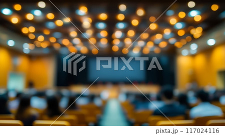 Blurry Background of a Seminar or Business Event in an Auditorium Hall Generative AI 117024116