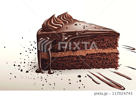 チョコレートケーキのイラスト「AI生成画像」 117024743