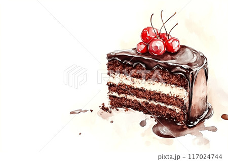 チョコレートケーキのイラスト「AI生成画像」 117024744